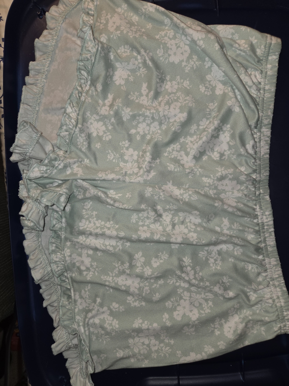 Laura Ashley Mint Green Floral High-Waist Ruffle Shorts